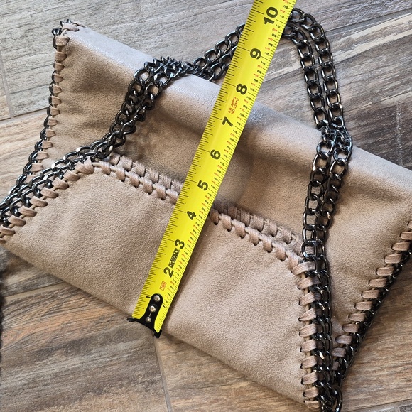 Stella McCartney Falabella STYLE Faux Suede Gunmetal Chain Trim Handles Bag - Picture 8 of 10